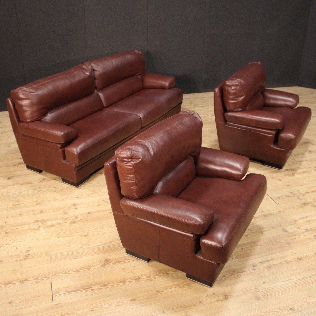 Large Leather Italian Sofa-photo-2