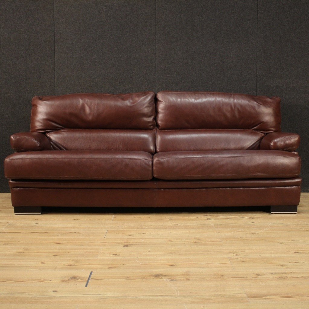 Large Leather Italian Sofa-photo-4