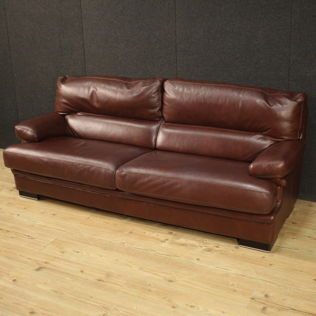 Large Leather Italian Sofa-photo-1