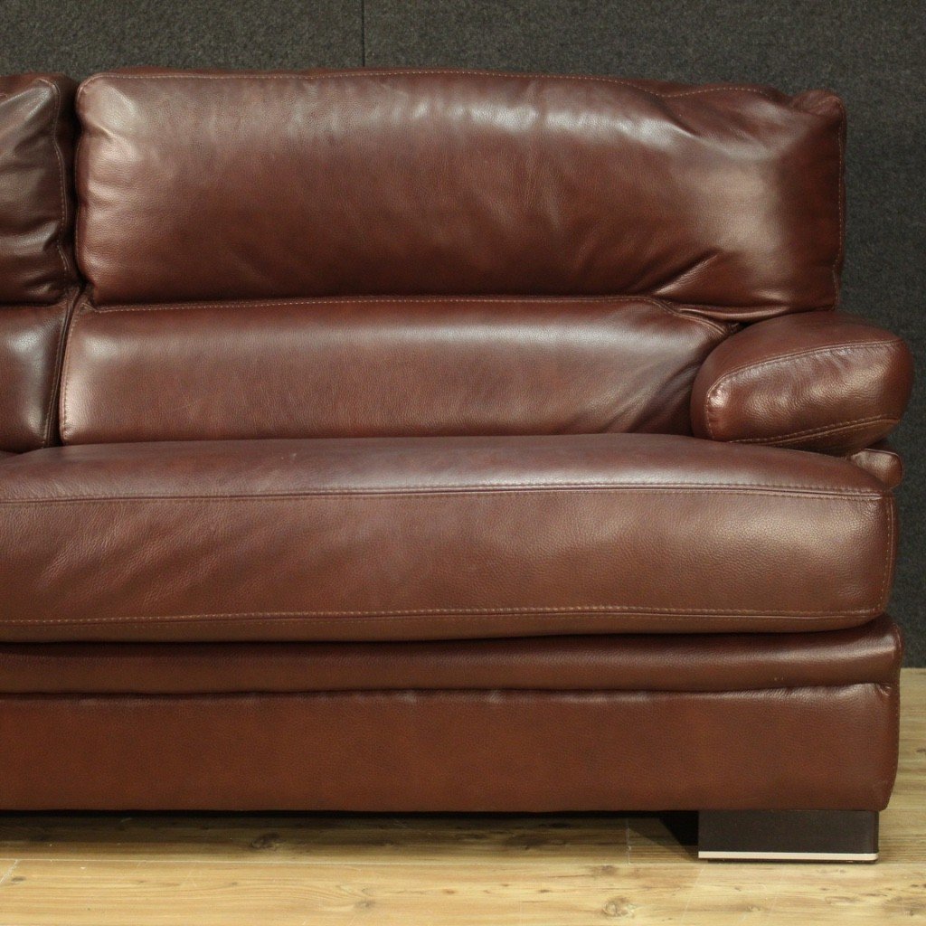 Large Leather Italian Sofa-photo-7