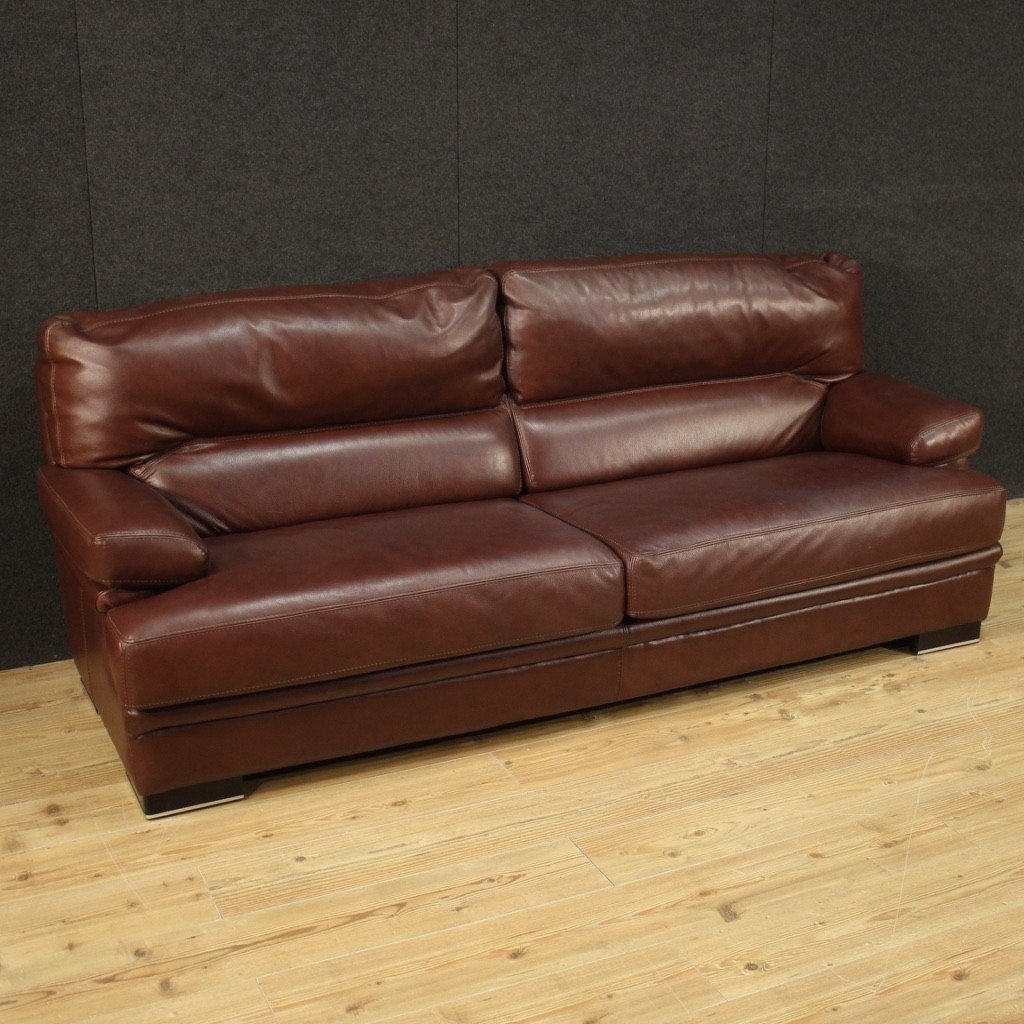 Large Leather Italian Sofa