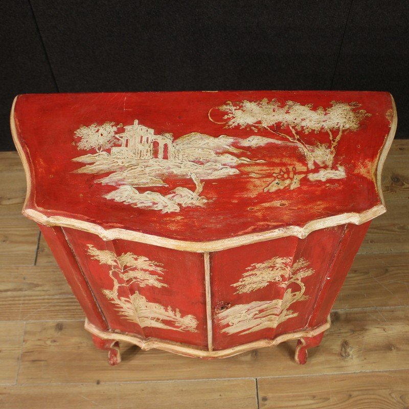 Venetian Lacquered And Painted Sideboard From The 20th Century-photo-4