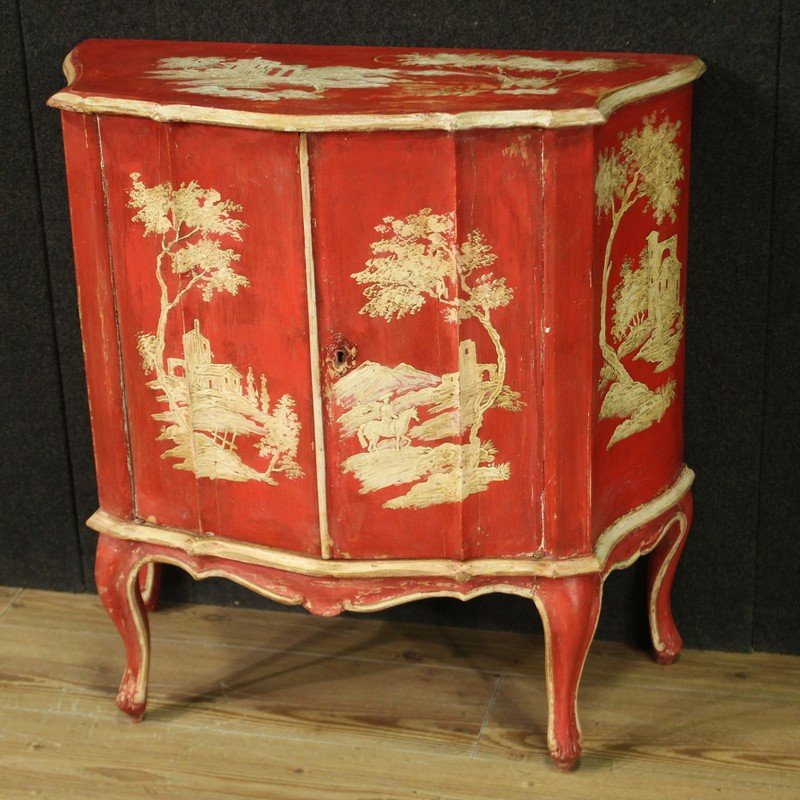 Venetian Lacquered And Painted Sideboard From The 20th Century-photo-8