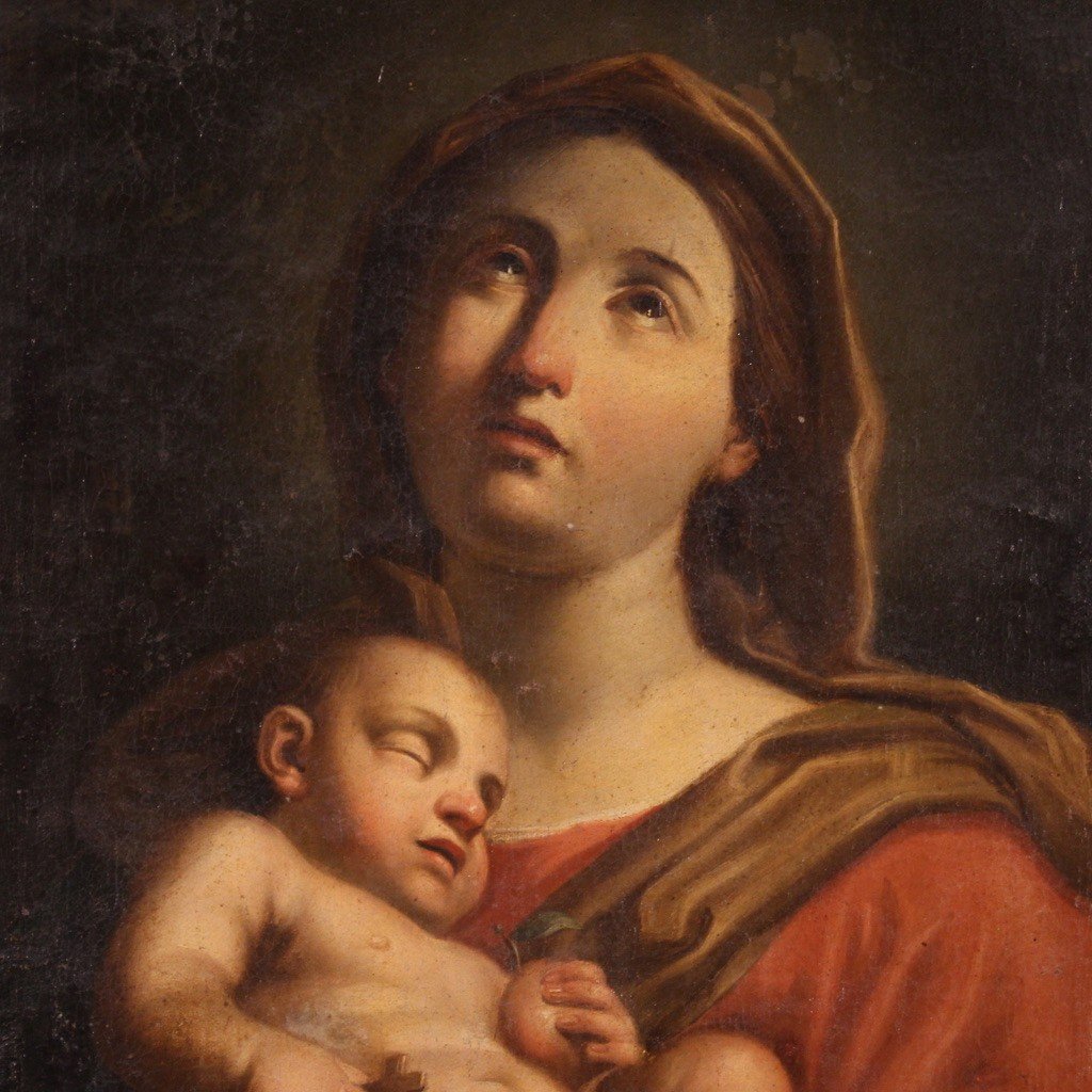 Antique Painting Madonna And Child From The 17th Century-photo-3