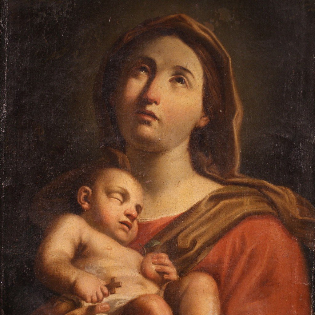 Antique Painting Madonna And Child From The 17th Century-photo-3