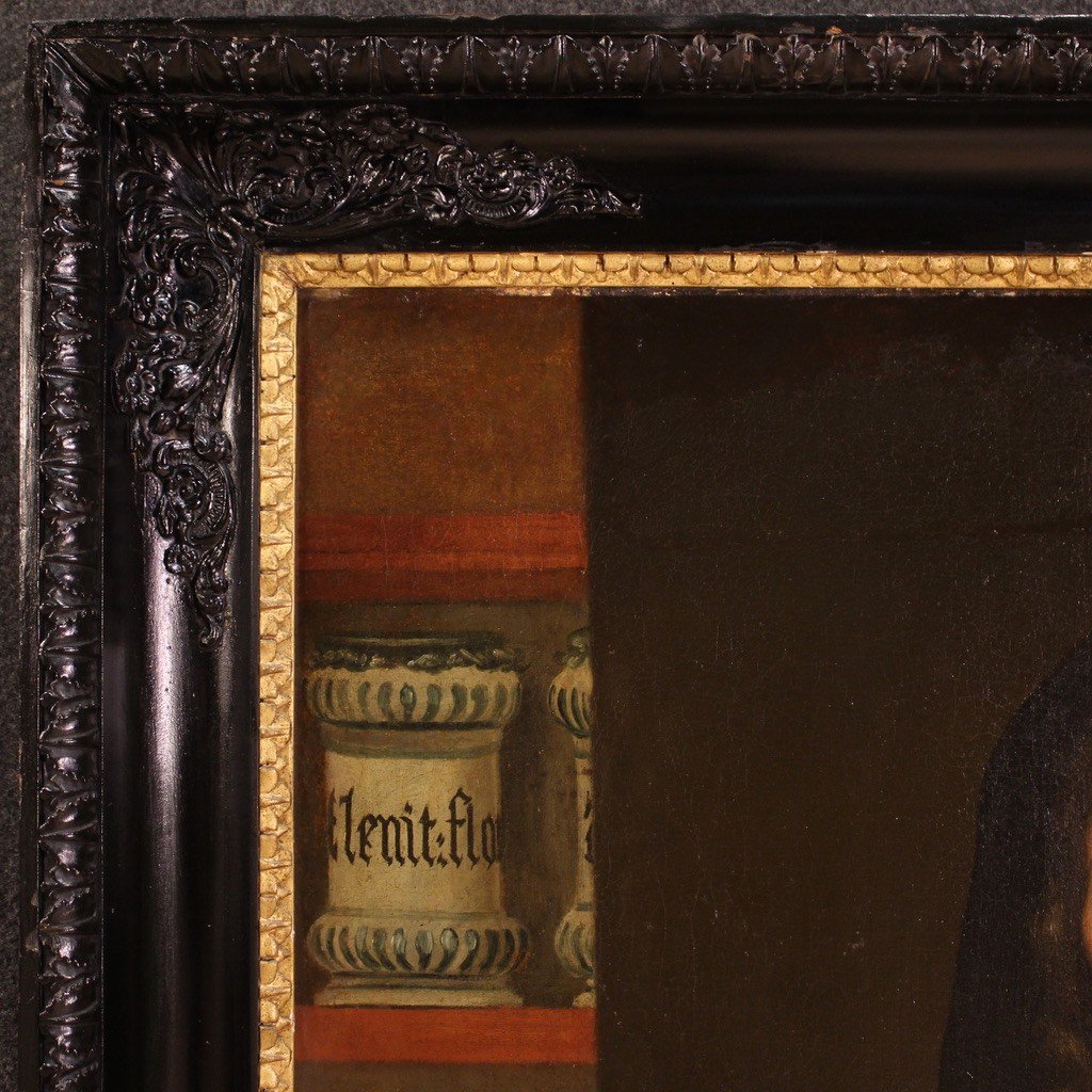 Antique Painting Portrait The Widow Of The Pharmacist From Trento From The 17th Century-photo-5