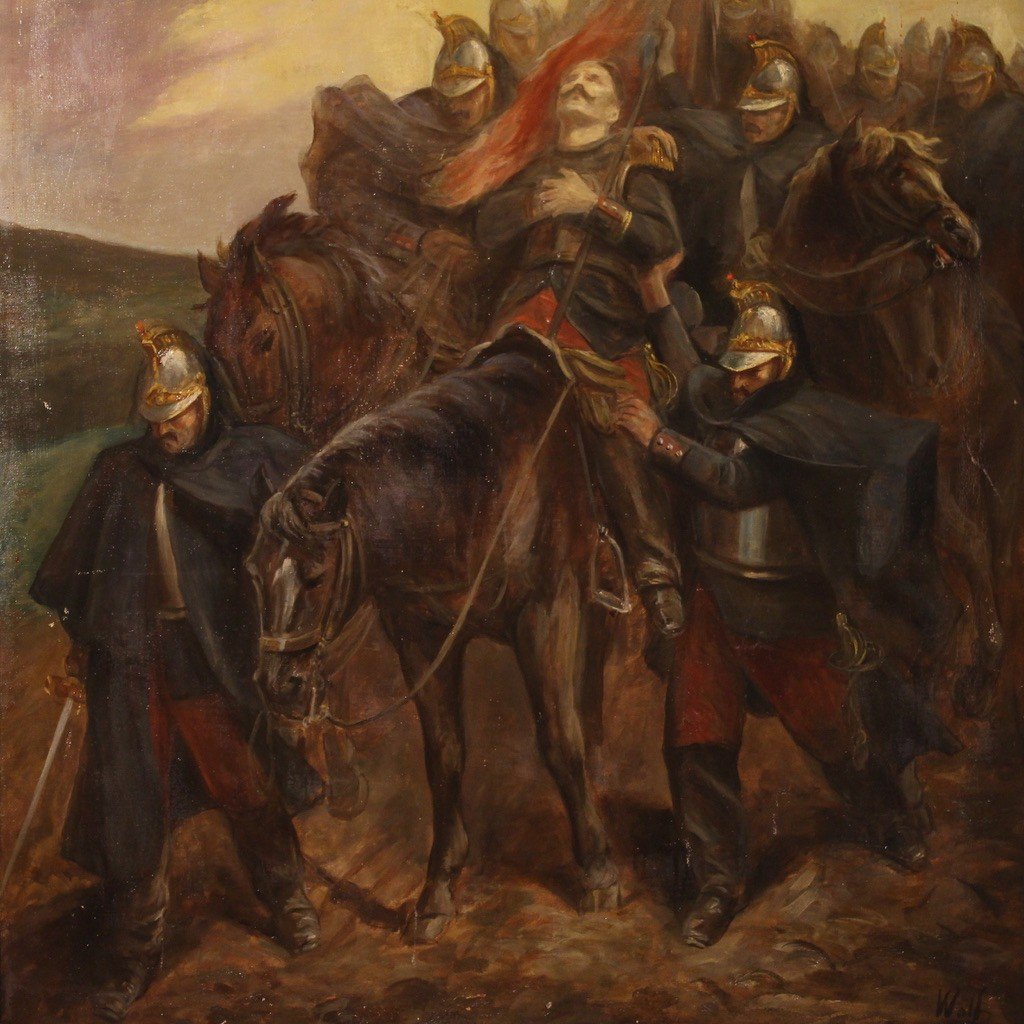 French Painting With Soldiers And Horses From The 19th Century-photo-8