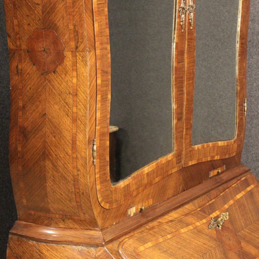 Inlaid Wood Genoese Trumeau From The 20th Century-photo-3