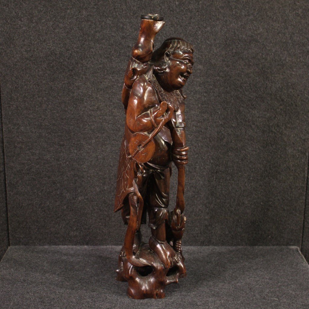 Oriental Sculpture From The 20th Century, Fisherman With Fish-photo-1