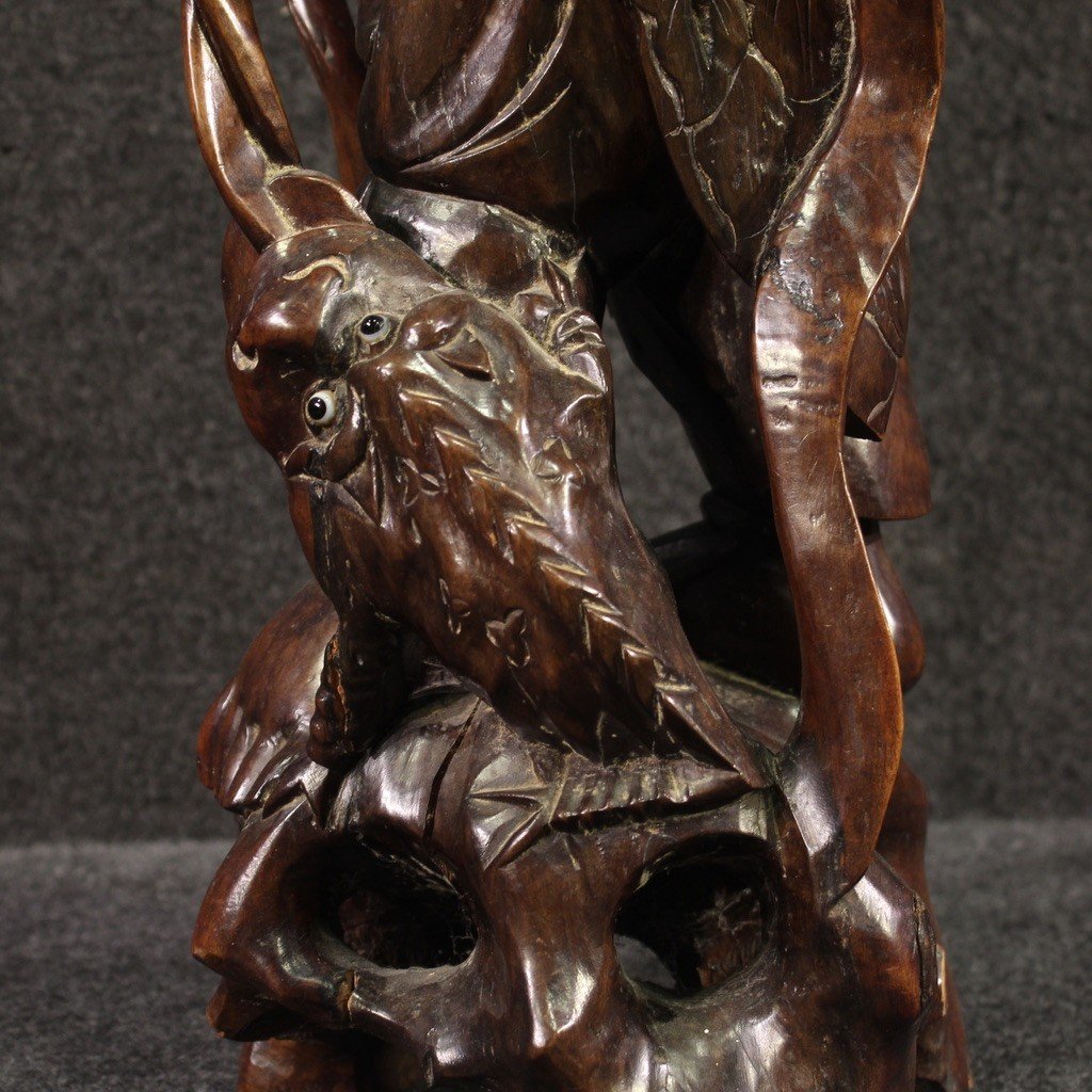 Oriental Sculpture From The 20th Century, Fisherman With Fish-photo-2