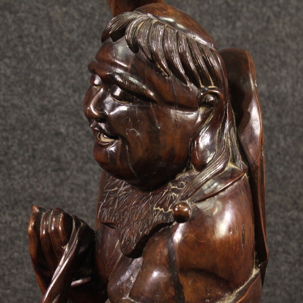 Oriental Sculpture From The 20th Century, Fisherman With Fish-photo-3