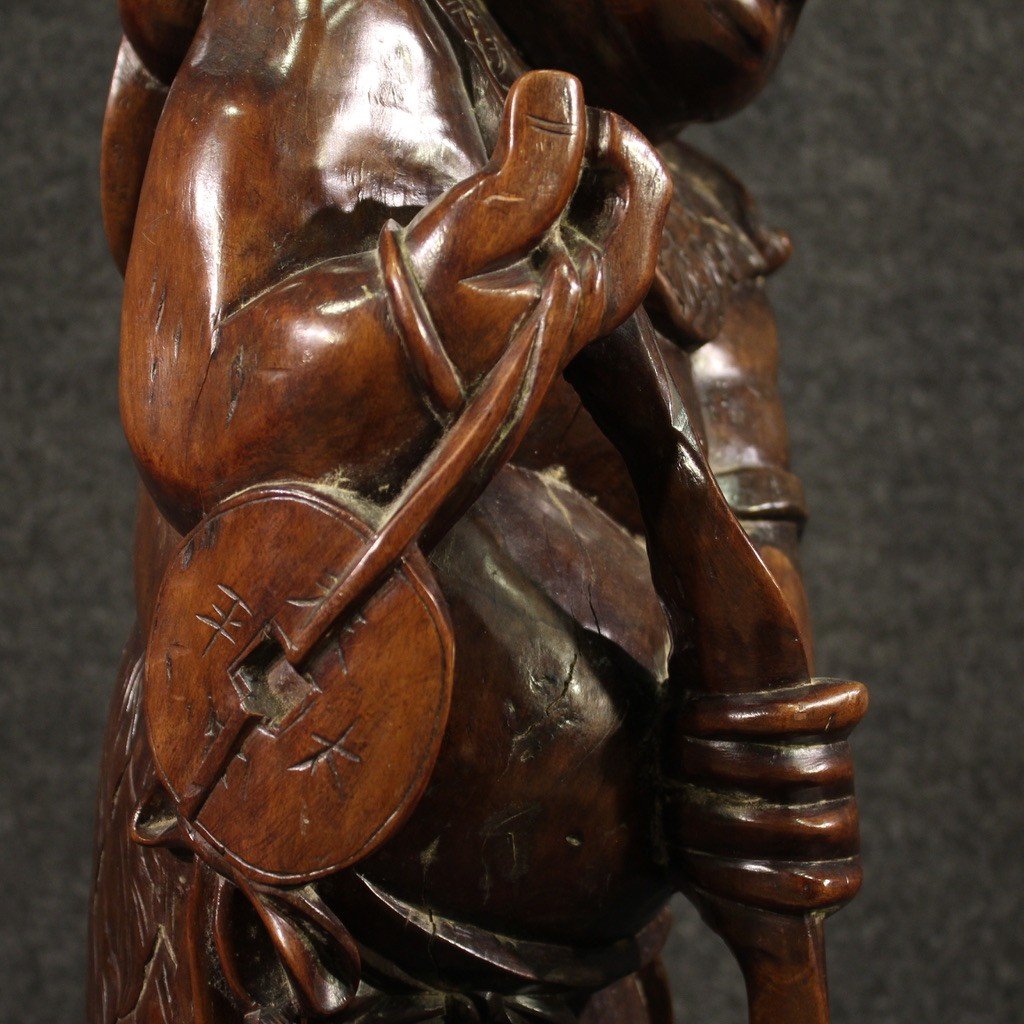 Oriental Sculpture From The 20th Century, Fisherman With Fish-photo-4