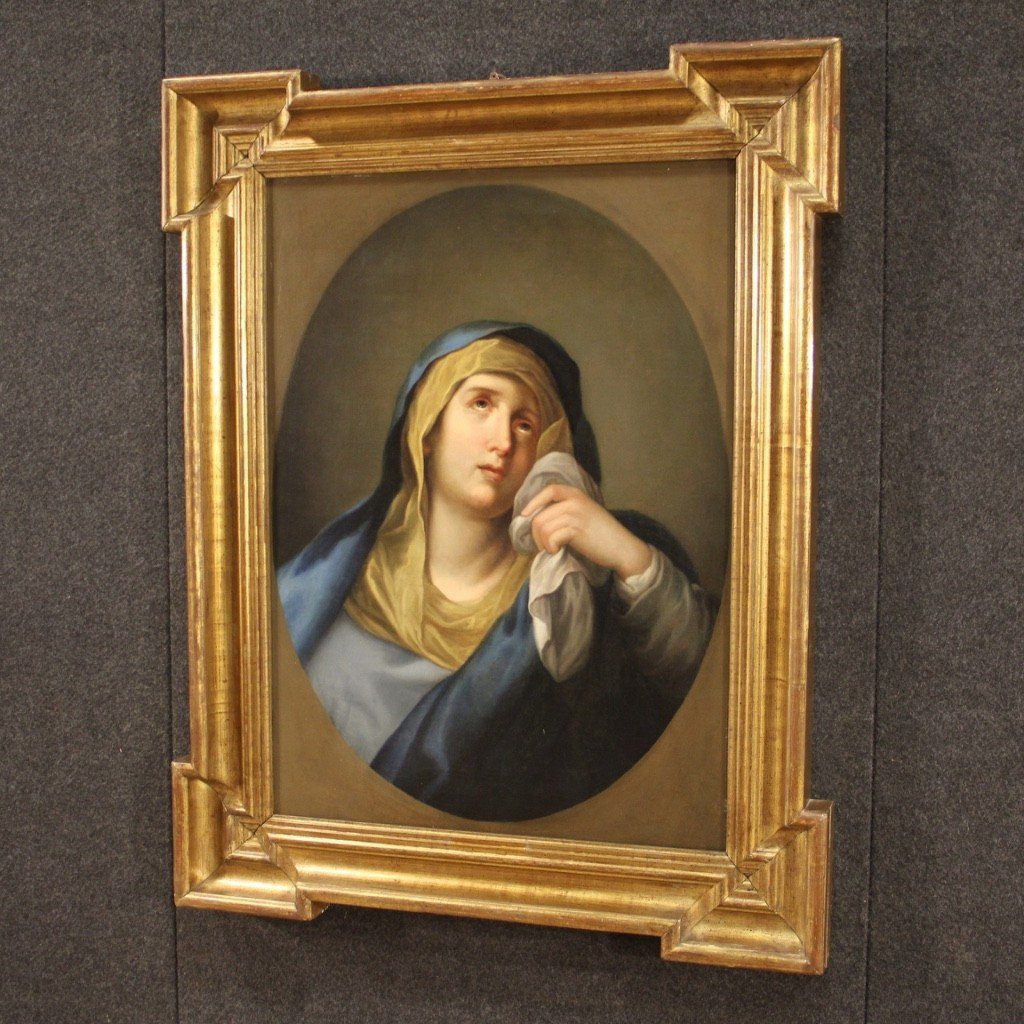 Antique Painting Virgin Of Sorrows From The 18th Century-photo-4