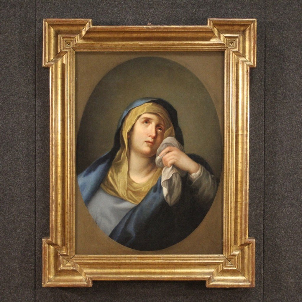 Antique Painting Virgin Of Sorrows From The 18th Century