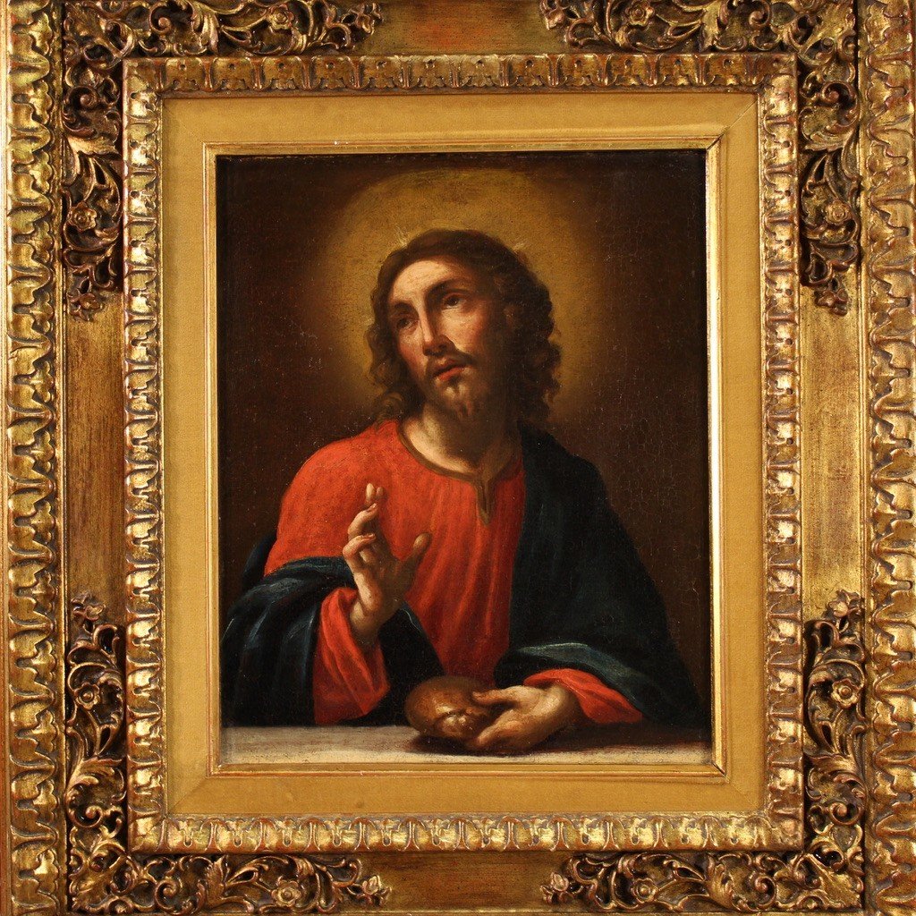 18th Century Religious Painting, Christ Blessing The Bread-photo-3