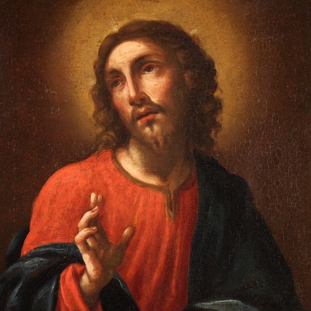 Tableau Religieux Du 18ème Siècle, Le Christ Bénissant Le Pain-photo-1