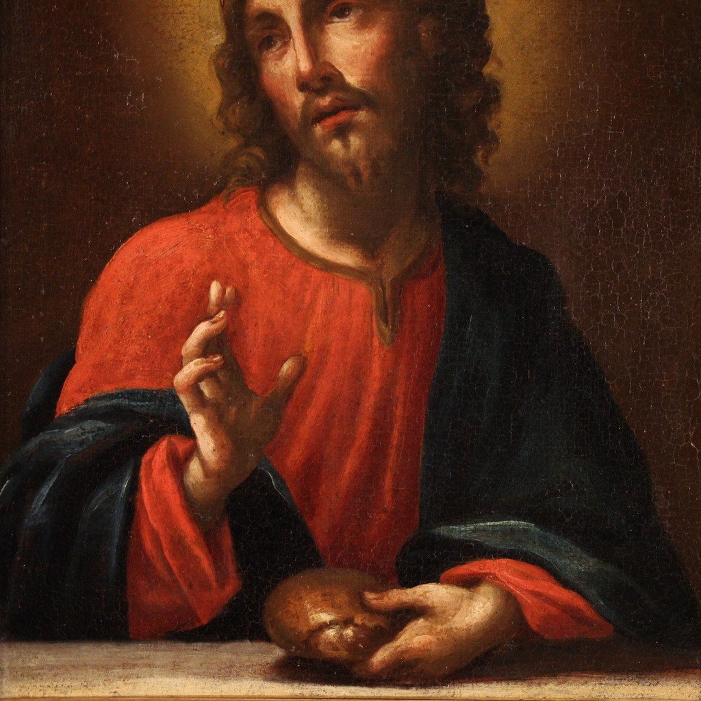 18th Century Religious Painting, Christ Blessing The Bread-photo-2