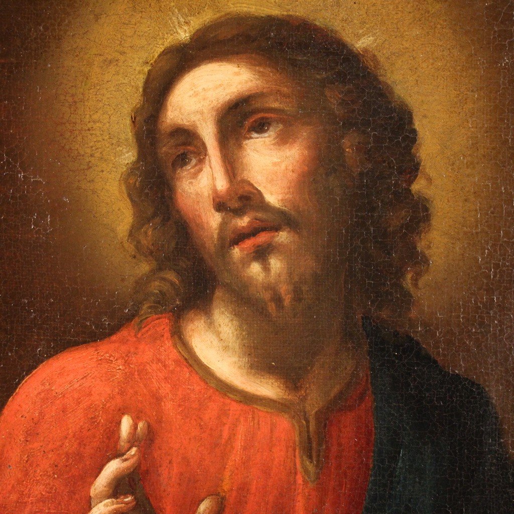 18th Century Religious Painting, Christ Blessing The Bread-photo-3