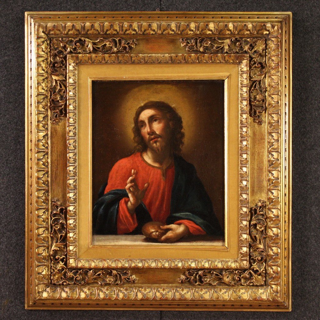 18th Century Religious Painting, Christ Blessing The Bread