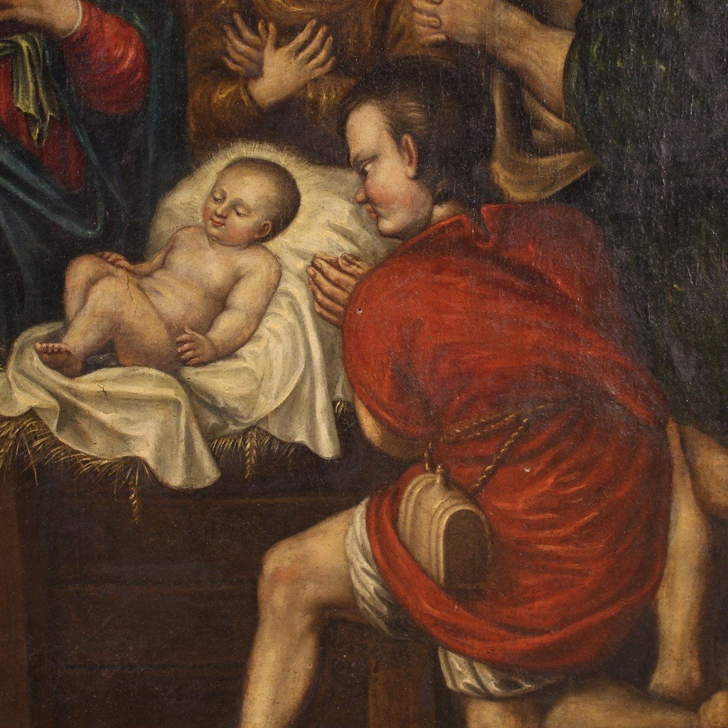 Great 17th Century French Painting, Adoration Of The Shepherds-photo-1