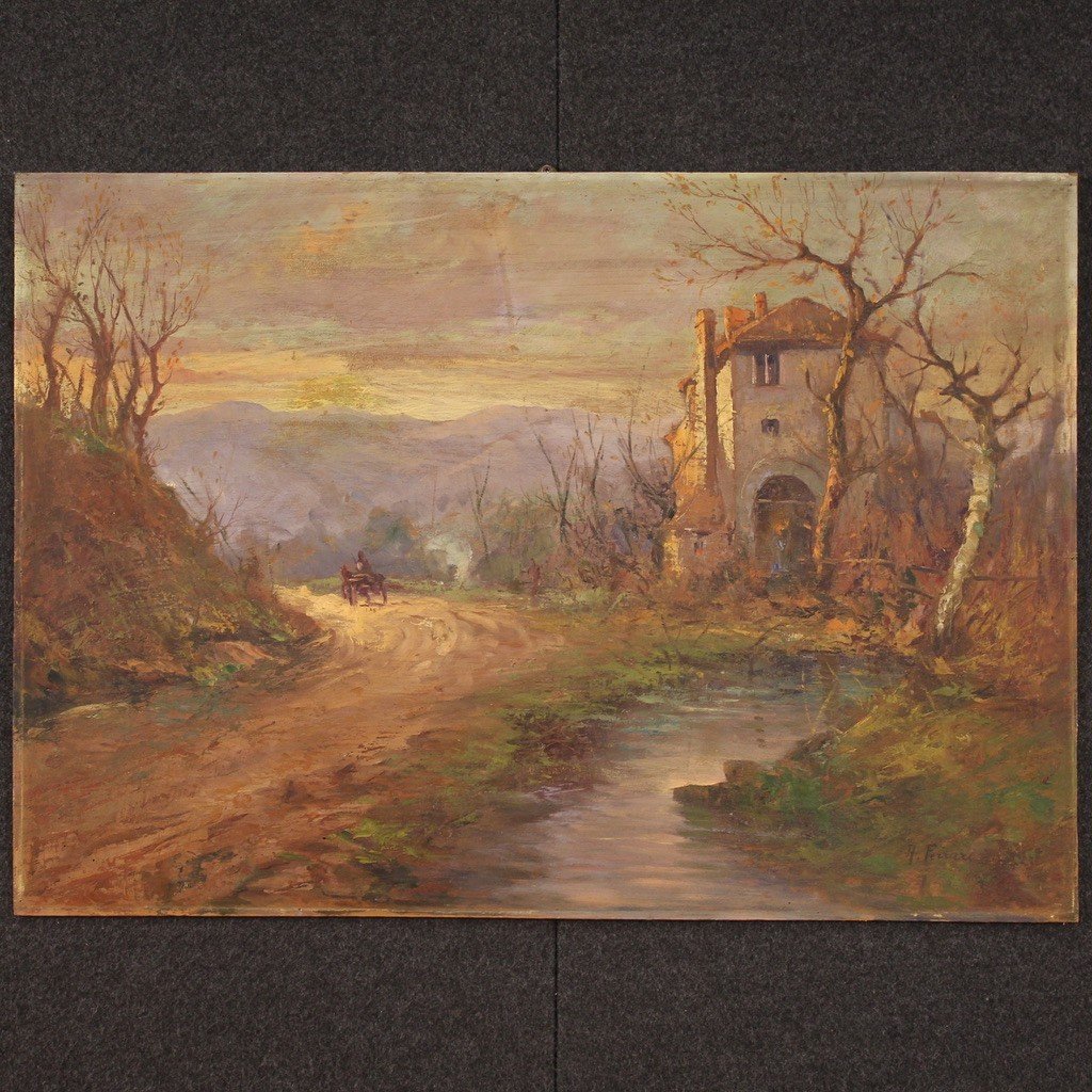 Italian Landscape Painting Signed B. Ferrari From The 30s