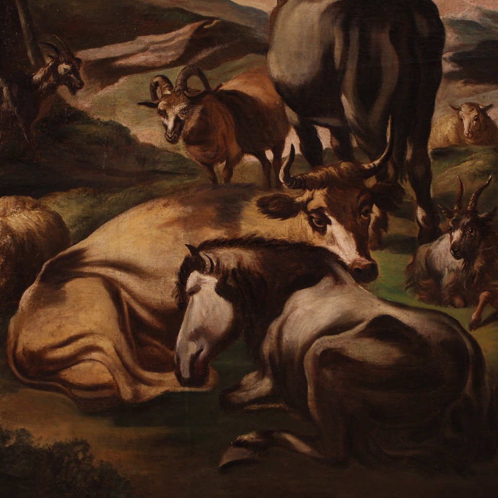 Peinture Italienne Du 18ème Siècle, Scène De Genre Pastorale-photo-5