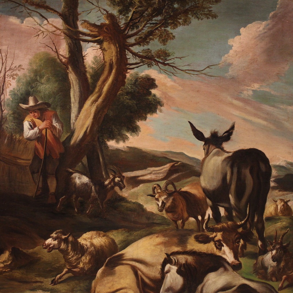 Peinture Italienne Du 18ème Siècle, Scène De Genre Pastorale