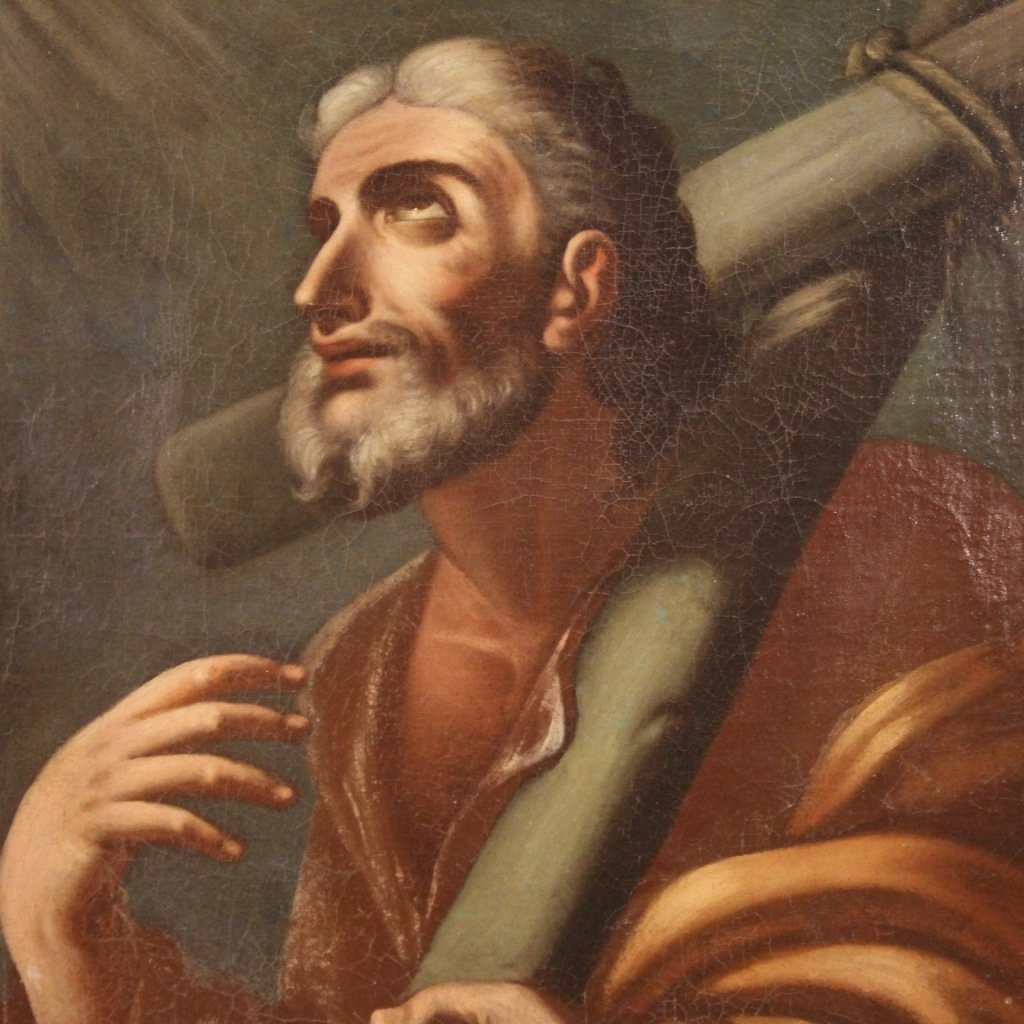 Religious Italian Painting From 18th Century, Saint Andrew-photo-4