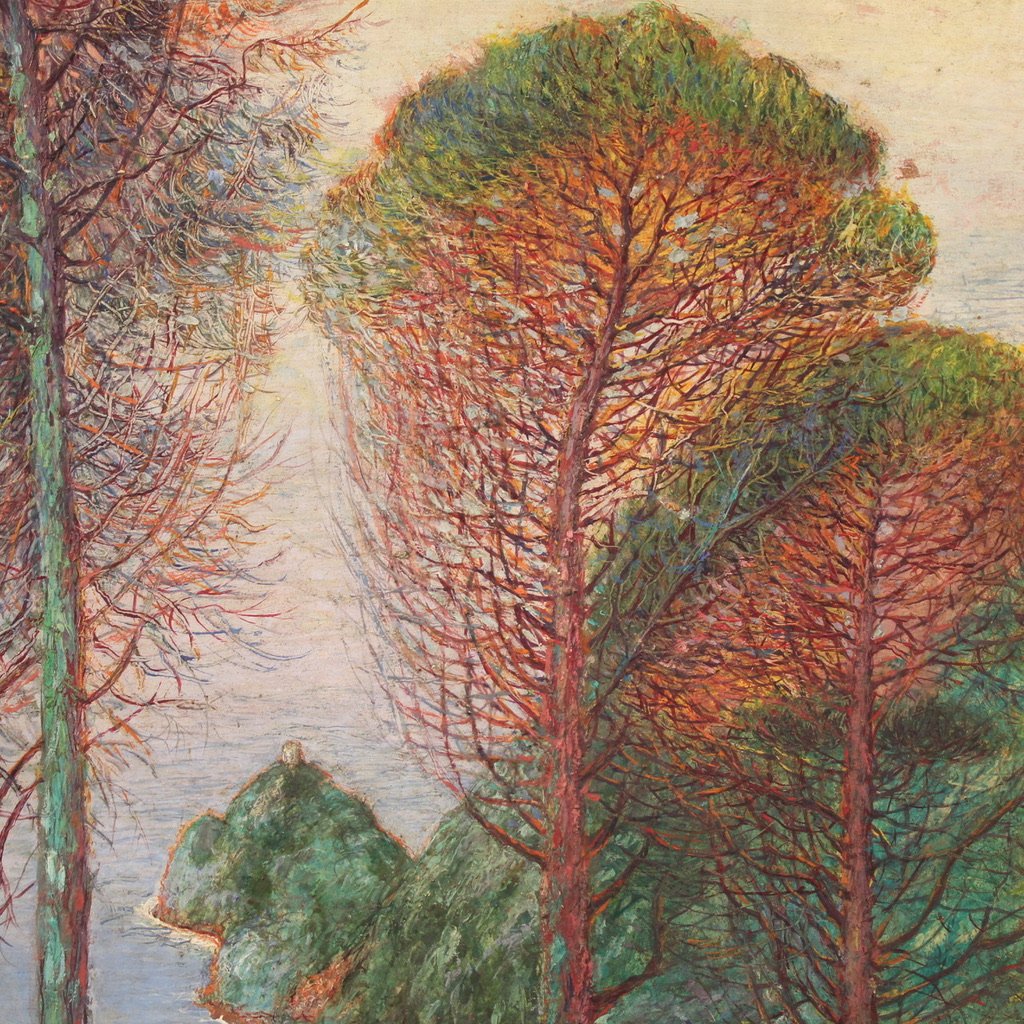 Italian Landscape Signed Painting 20th Century-photo-8