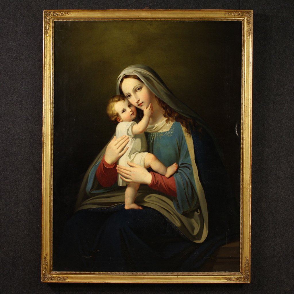 Painting Madonna With Child Signed And Dated 1852-photo-2