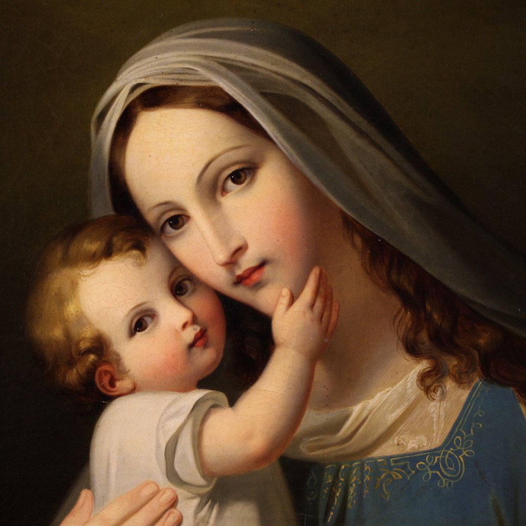 Painting Madonna With Child Signed And Dated 1852-photo-2