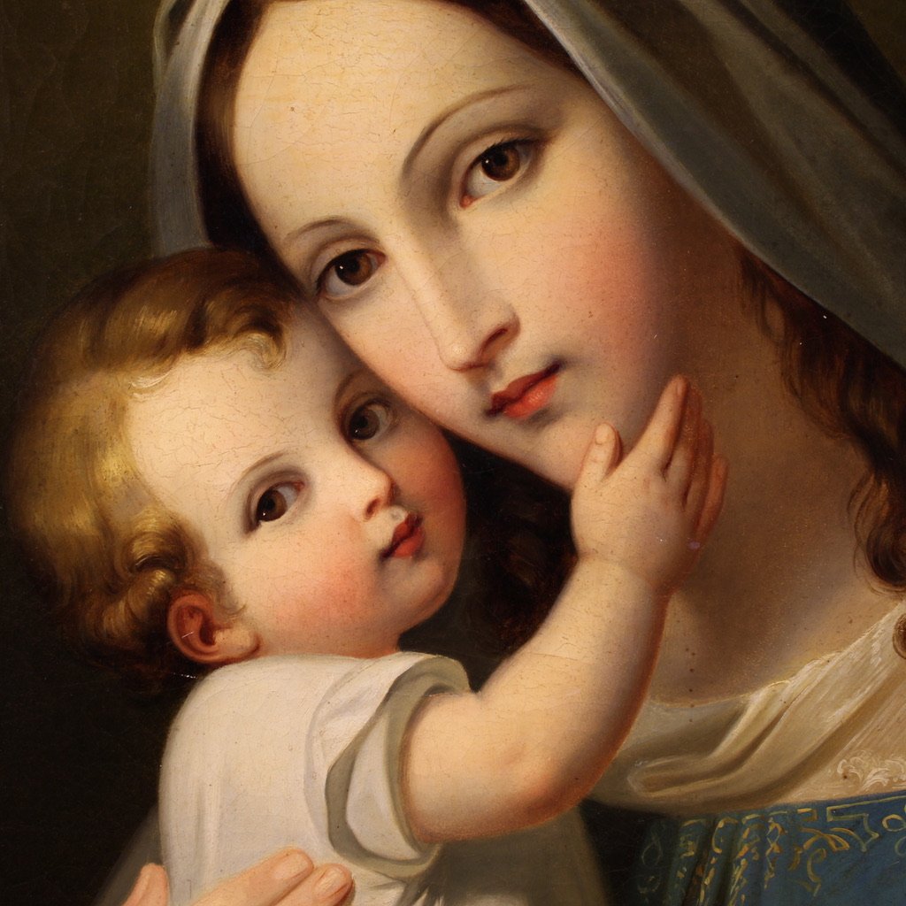 Painting Madonna With Child Signed And Dated 1852-photo-6