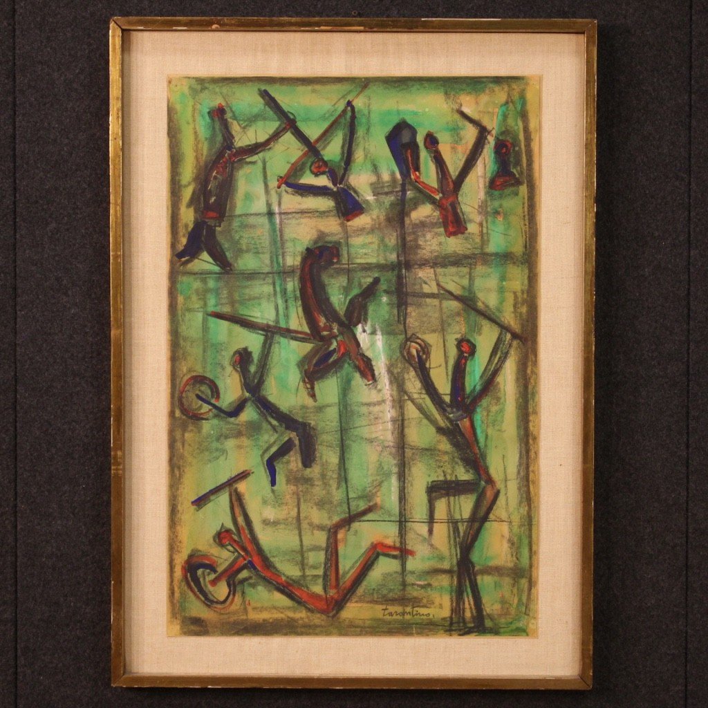 Signed Abstract Painting From The 20th Century-photo-2