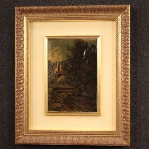 Tableau Italien De Paysage Huile Sur Carton Du 20ème Siècle