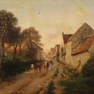 Tableau Français Signé De Paysage Huile Sur Toile Daté 1899