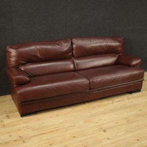 Large Leather Italian Sofa From The 80's 