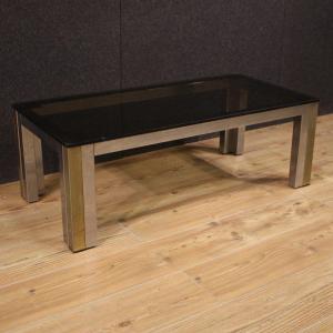 1970s Modern Coffee Table With Glass Top