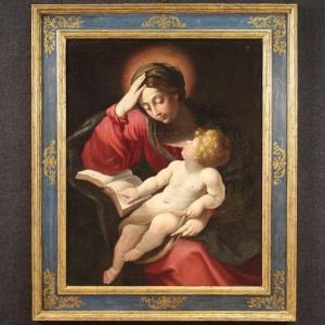Italian School Painting Of The 17th Century, Madonna With Child