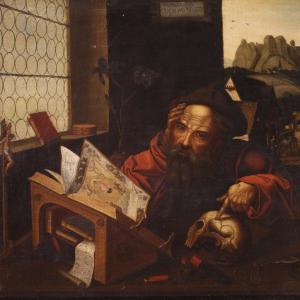 17th Century Flemish School, Saint Jerome In His Study