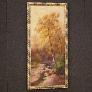 Signed Painting Wooded View With River From The 19th Century