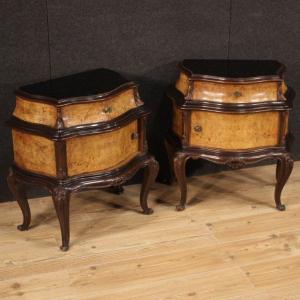 Pair Of Italian Bedside Tables In Wood From The 20th Century