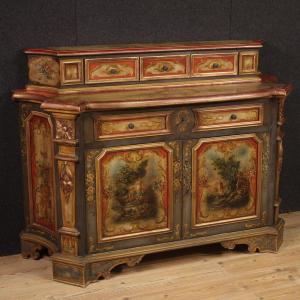 Elegant Lacquered And Painted Sideboard From The 20th Century