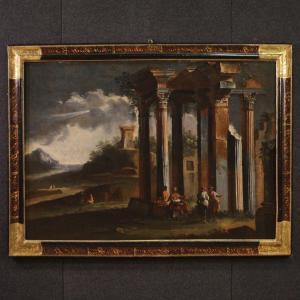 Great Architectural Capriccio Painting, Venetian School Of The 18th Century