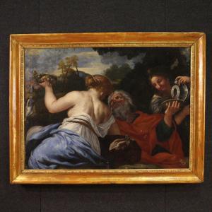 Magnifique Tableau Du 17ème Siècle, Loth Et Ses Filles