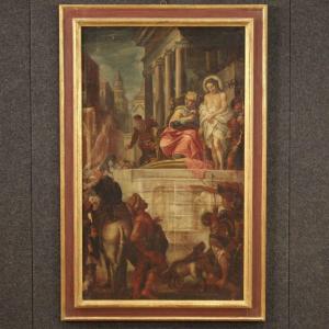 Antique Italian Painting Jesus And Herod From 17th Century