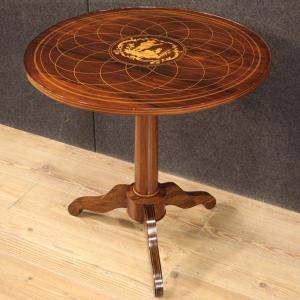 English Living Room Table In Inlaid Wood From The 20th Century