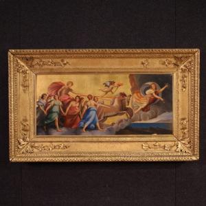 Wonderful 19th Century Painting On Panel, The Chariot Of Aurora