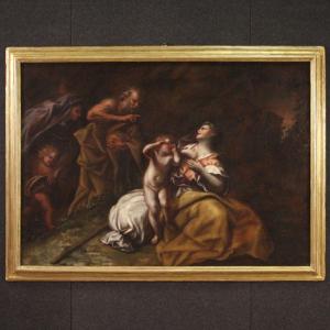 Tableau Religieux Du 17ème Siècle, Abraham Renvoyant Agar Et Ismaël 