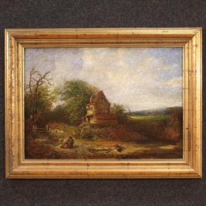 American Painting Countryside Landscape Signed And Dated 1854