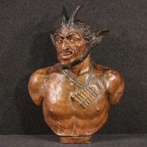 French Terracotta Sculpture From The 19th Century, The God Pan